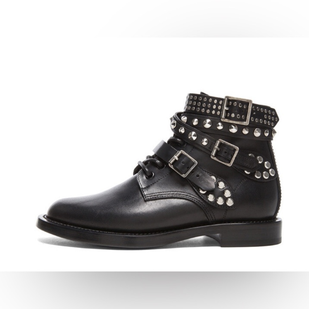 Saint Laurent Studded Ankle Strap ‘Ranger Boot’ - size 37.5 - Picture 1 of 10